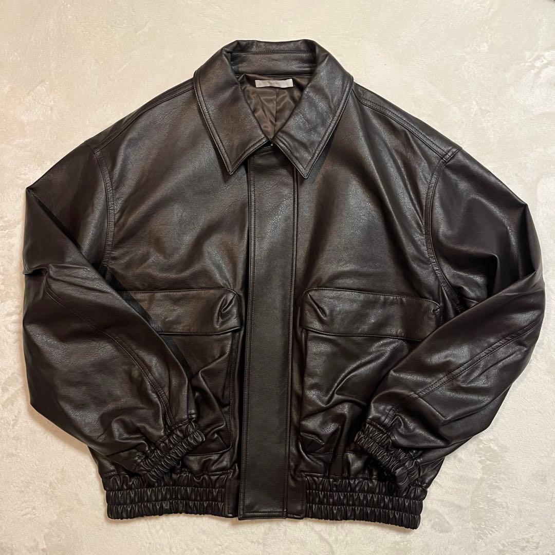 新品未使用】WYM LIDNM⭐︎レザーブルゾン⭐︎Dブラウン⭐︎S☆タグ付