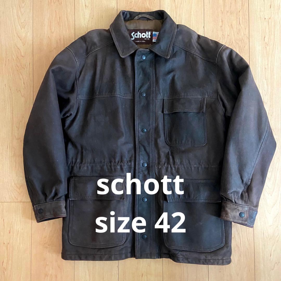 USA製　ショット Schott カーコート　42 ブラウン　レザー
