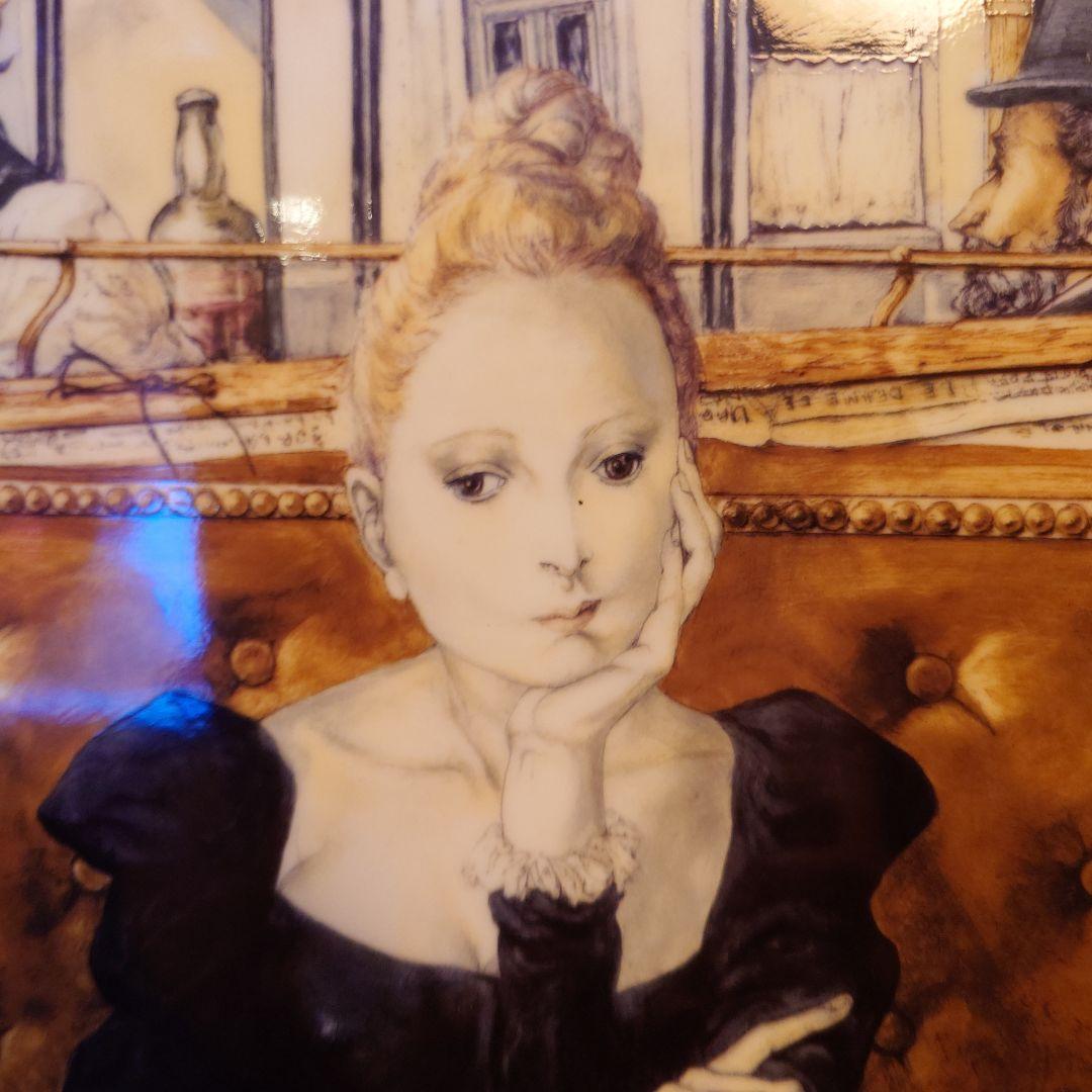 藤田嗣治カフェの女性 黒いドレス ゴールドフレーム.ロイヤル