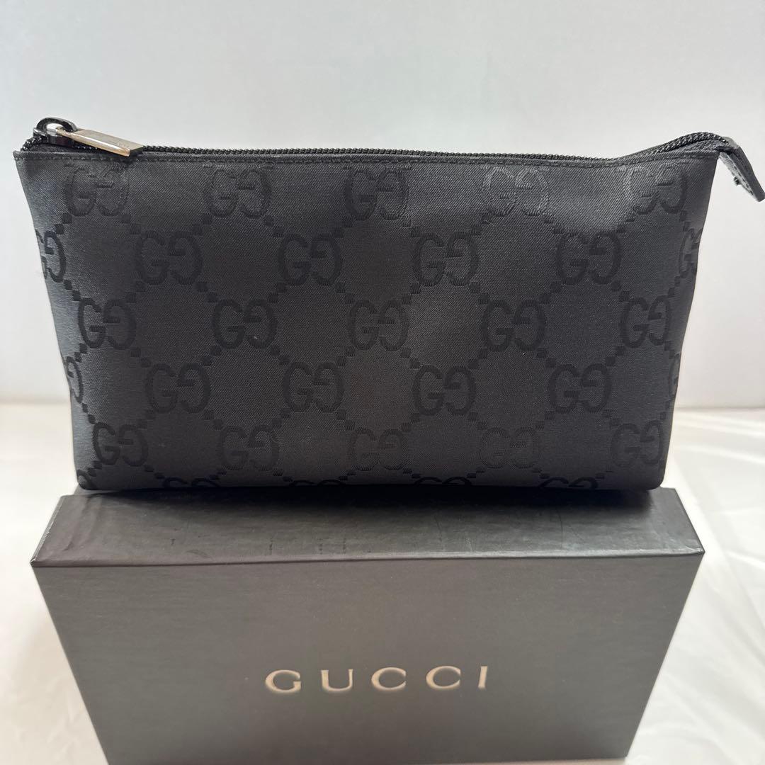 GUCCI コスメポーチ GGパターン ほぼ未使用】GUCCI グッチ GGスプリーム スクエア ポーチ コスメポーチ