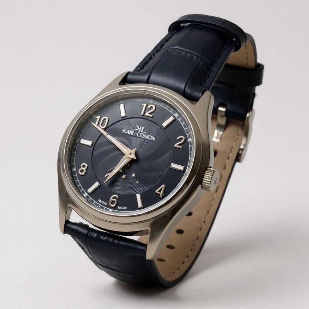 【未使用級】KARL-LEMONカルレイモンムーンフェイズ クォーツレザー 時計