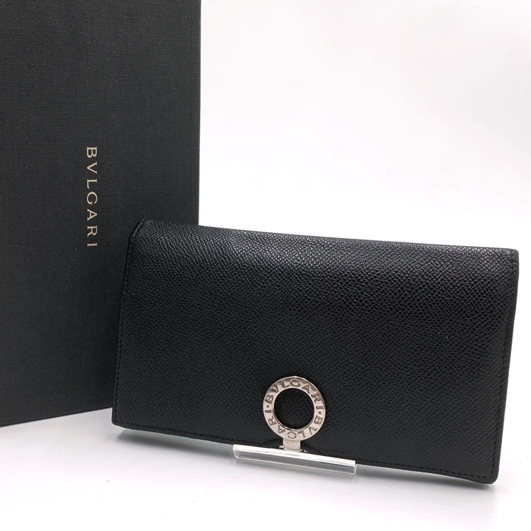 BVLGARI ブルガリ 長財布 ロゴリング レザー ロングウォレット