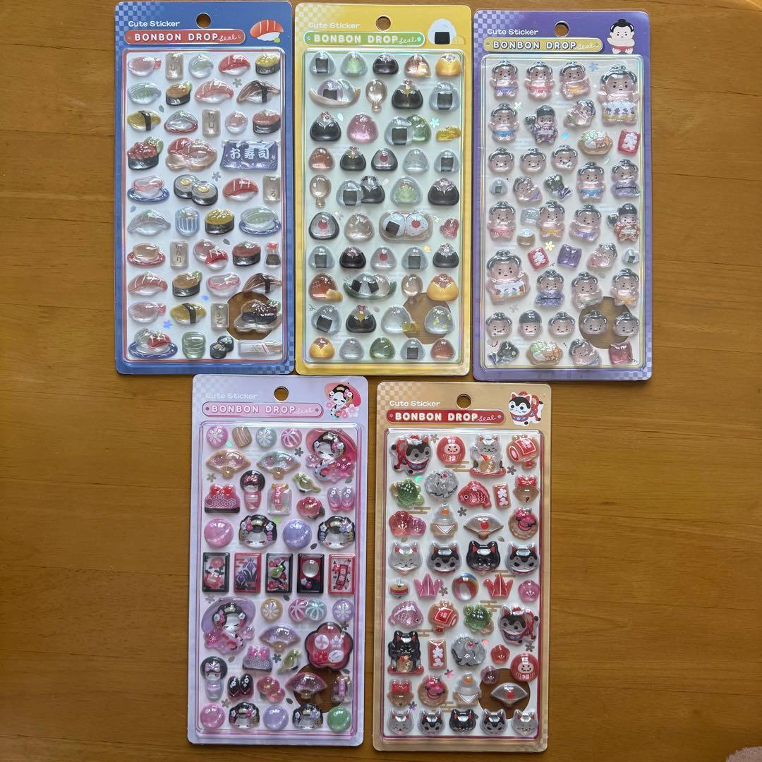 【正規品】BONBON DROP ボンボンドロップシール　和柄　5枚セット