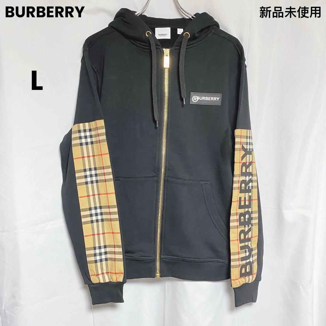 BURBERRY バーバリー　 ロゴチェック柄 パーカー　ブラック