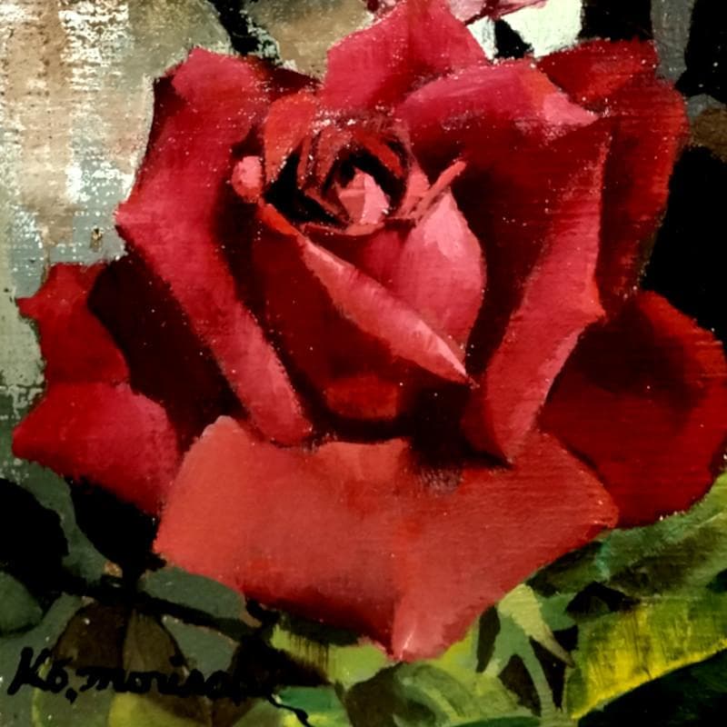 みっちゃん専用！☆ 森崎 幸 ☆「 薔 薇 」油絵 SM 独立美術会員