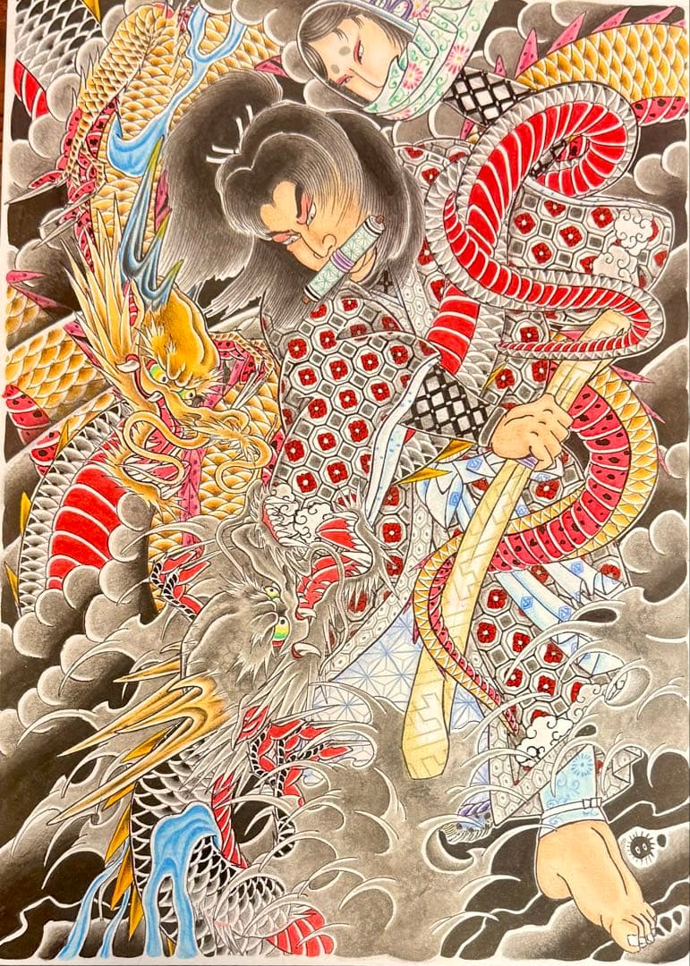 龍王太郎の手描き日本画