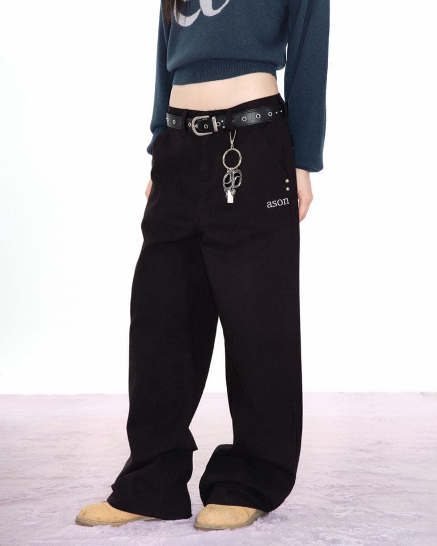 ASON アズオン デニムパンツ ワイドパンツ 韓国ファッション - メルカリ