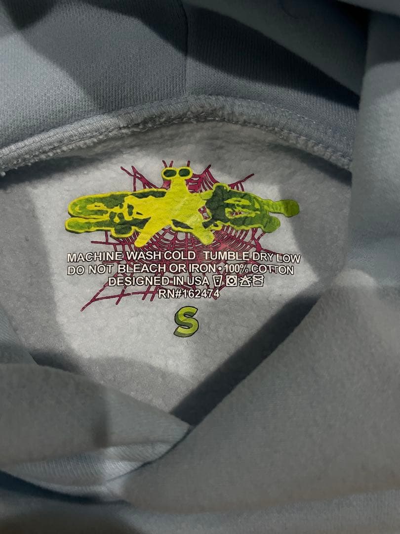 sp5der hoodie スパイダー パーカー 水色 正規品 希少Sサイズ - メルカリ