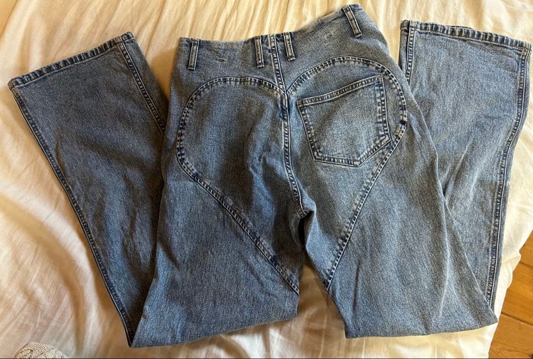 andmary Heart hip wide denim S ライトブルー - メルカリ