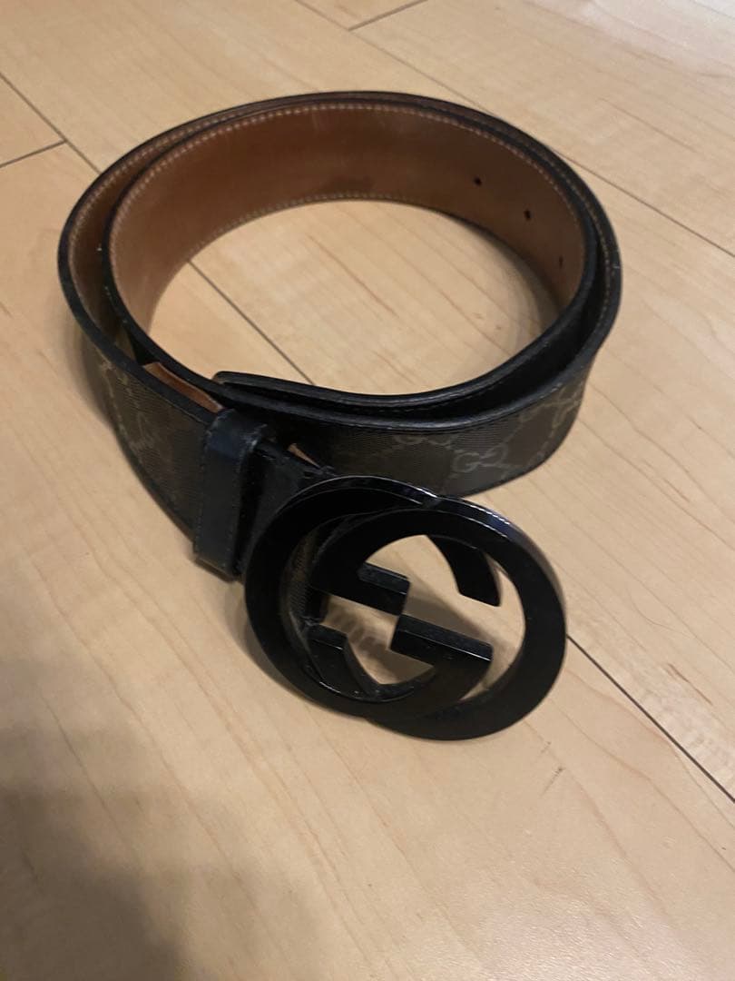GUCCI GG インプリメ　インターロッキン　ブラック レザーベルト 美品