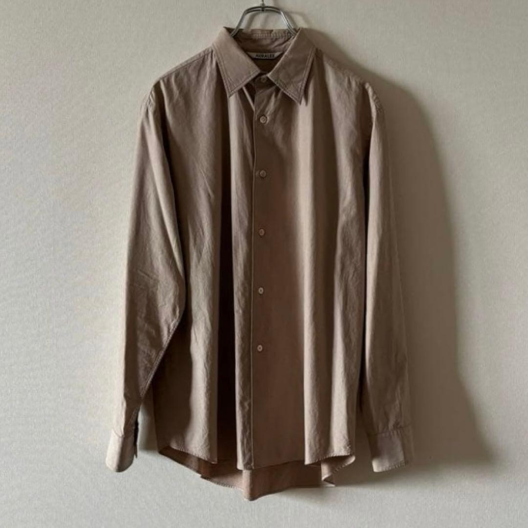AURALEE WASHED FINX TWILL SHIRT ベージュ