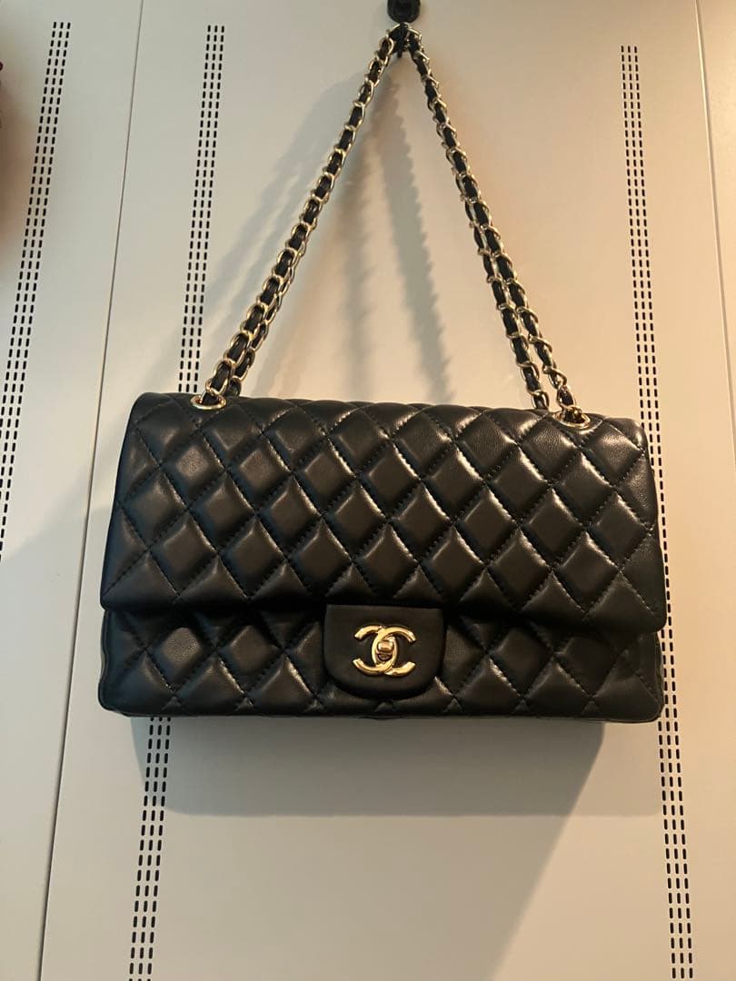 美品　CHANEL ノベルティ　ダブルチェーン　フラップバッグ　30 ゴールド 未使用 CHANEL ノベルティ キルティング ゴールドメタル ハンドル付
