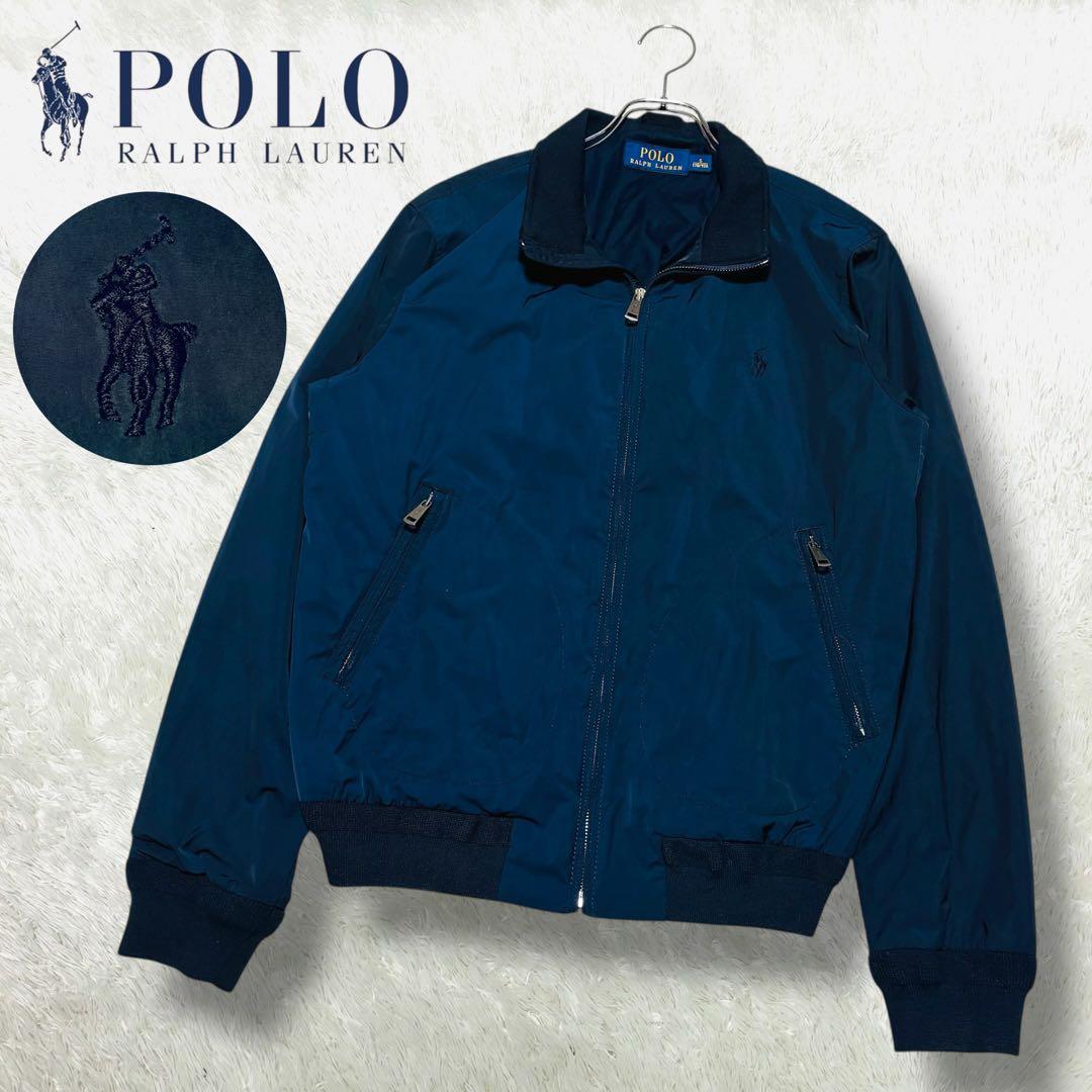美品 ポロ ラルフローレン ハリントンジャケット 紺 スウィングトップ G9