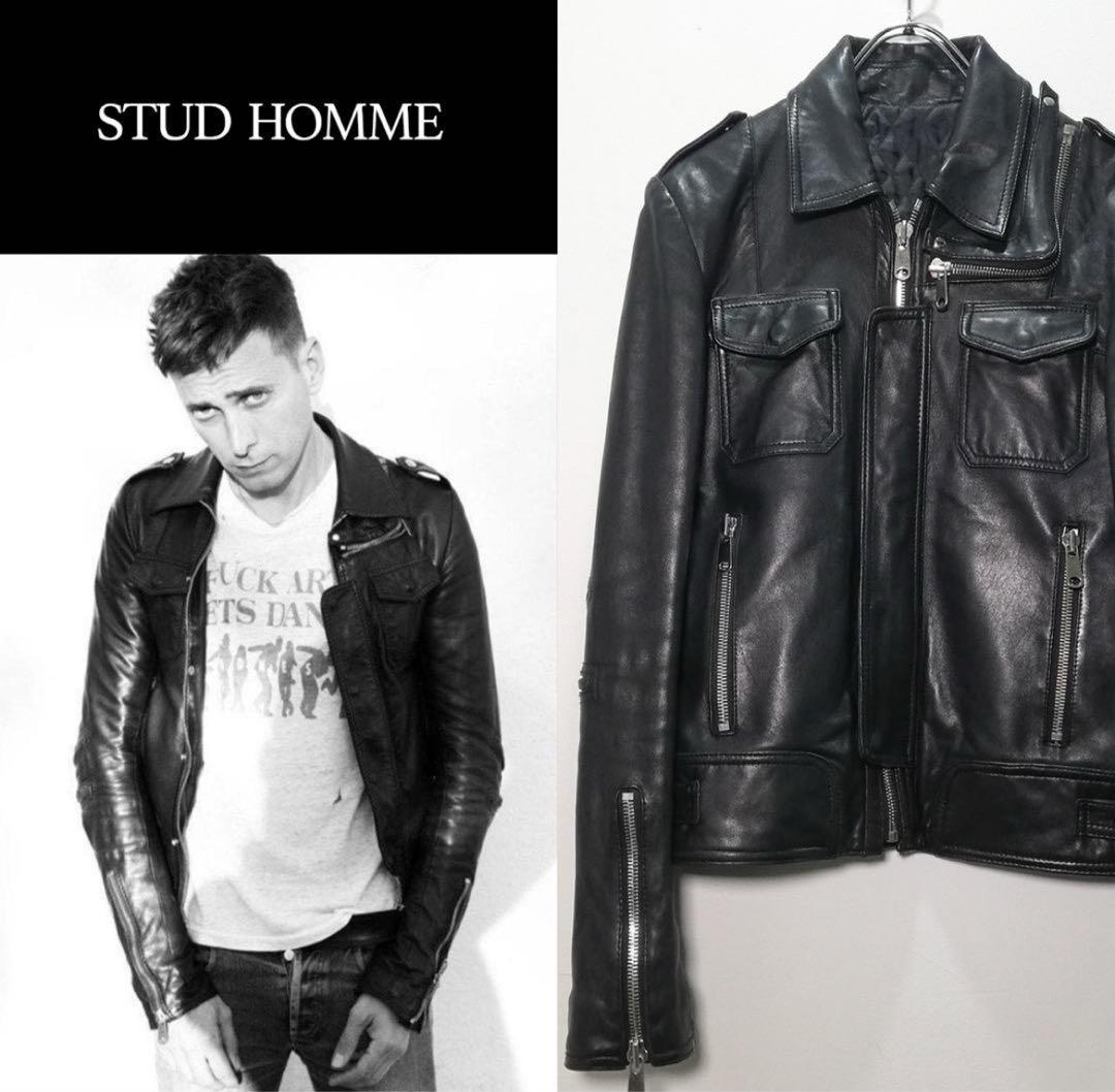 希少 stud homme スタッドオム Lジップレザーライダース - メルカリ