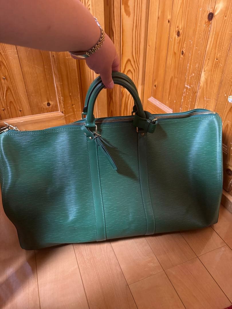 緑色 エピレザー ボストンバッグ