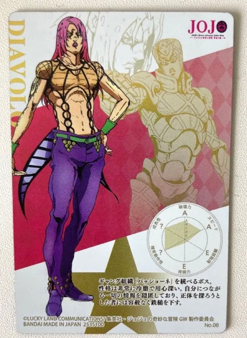 ジョジョの奇妙な冒険 黄金の風ディアボロカード - メルカリ