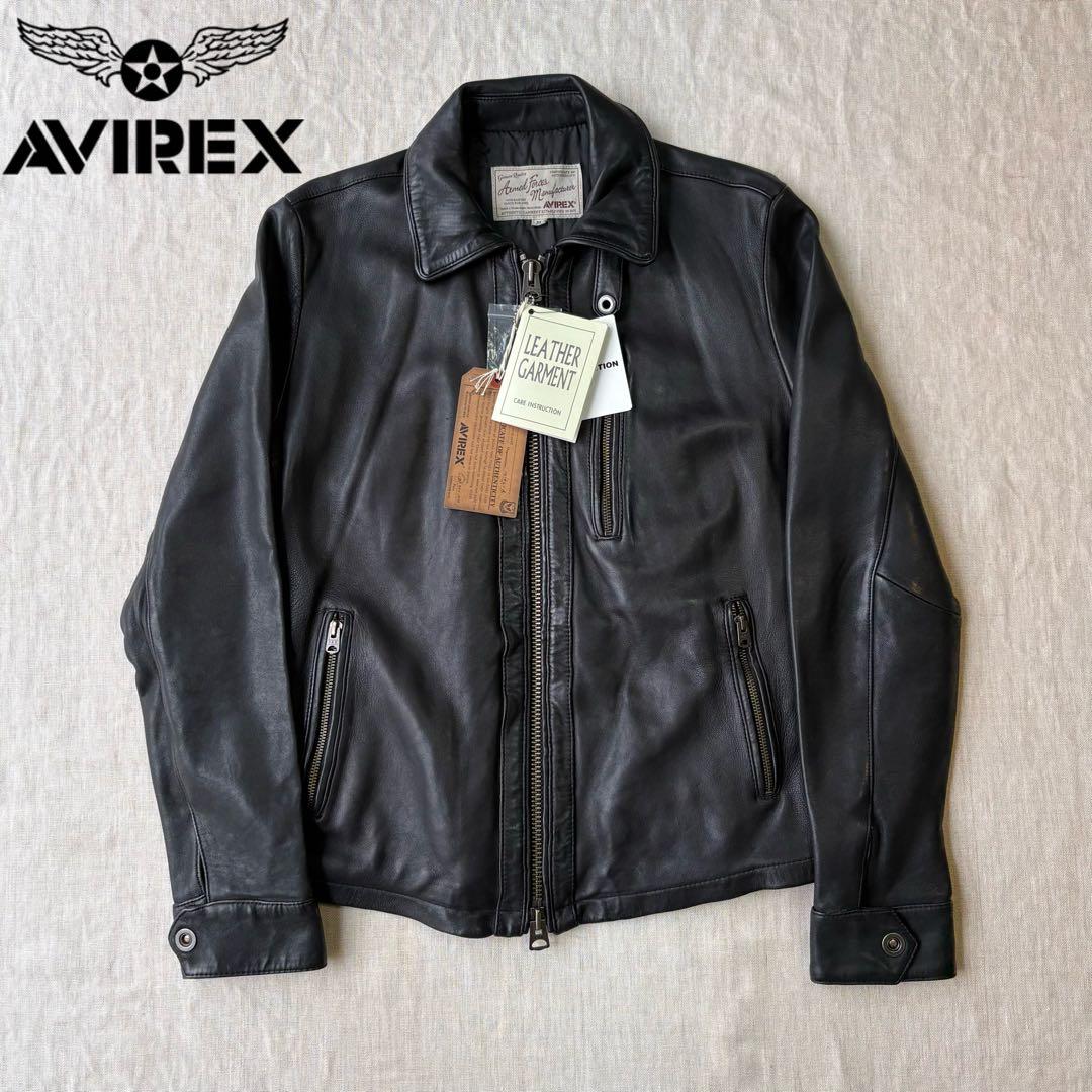 未使用 AVIREX ラムレザー シングルライダースジャケット 6161063