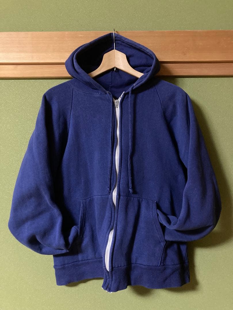 80's BIG YANK 裏サーマルフルジップアップパーカー フーディネイビー