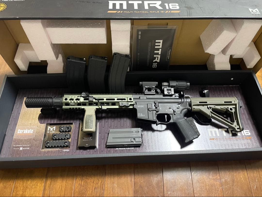 美品　東京マルイ　MTR16 GBB 外装、内装カスタム品　(MWS MK18 Guns Modify EVO CNCトリガーボックス＆スチールパーツセット (東京