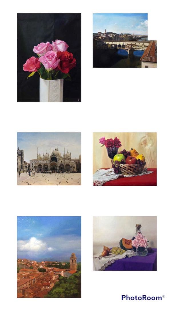 油彩画 油絵 原画 朝森武『バラとリンゴ』F6 美術品 額縁付き☆美品