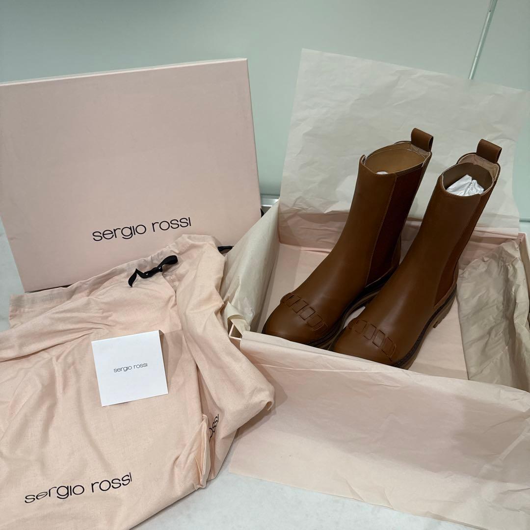 sergio rossi ブラウン サイドゴアブーツ