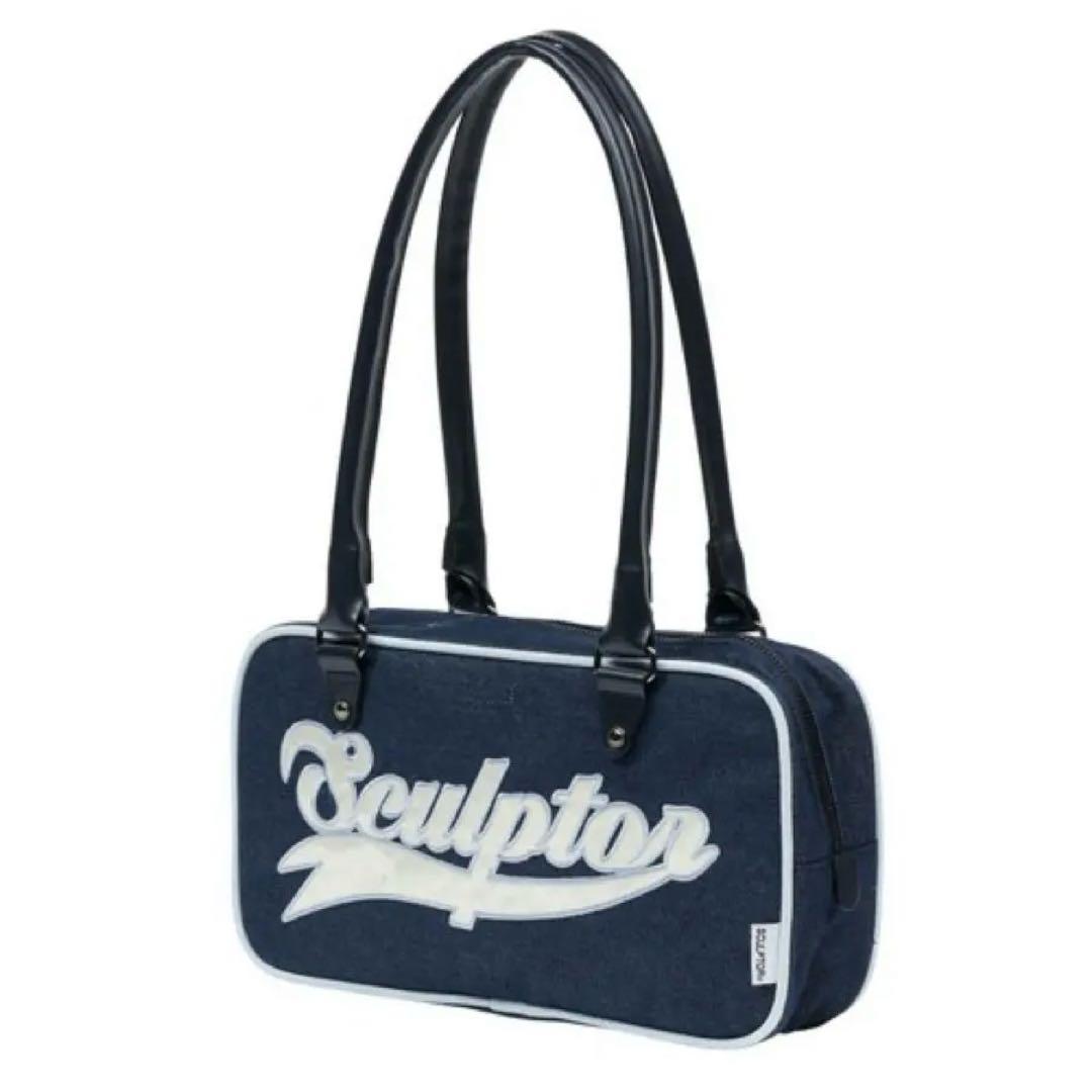 Sculptor ネイビー ショルダーバッグ デニムボーリングボストンバッグ
