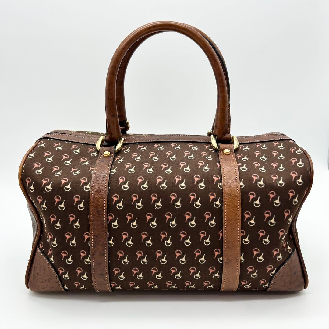 GUCCI オールドグッチ ミニ ボストンバッグ ホースビット柄 ブラウン