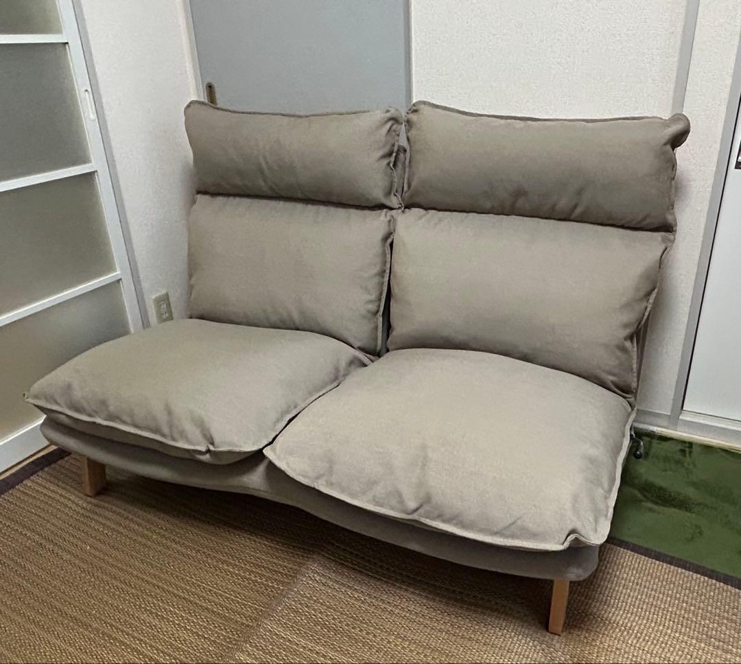 無印良品（MUJI）ハイバックリクライニングソファ 2人掛け グレーベージュ 直江津】ひとりの時間を大切に｜ハイバックリクライニングソファ 1