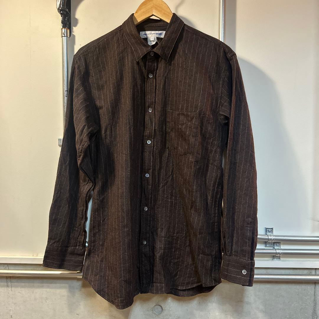 COMME des GARCONS SHIRT ブラウン　ストライプ　ウール COMME des GARCONS SHIRT（コムデギャルソンシャツ）FOREVER WIDE