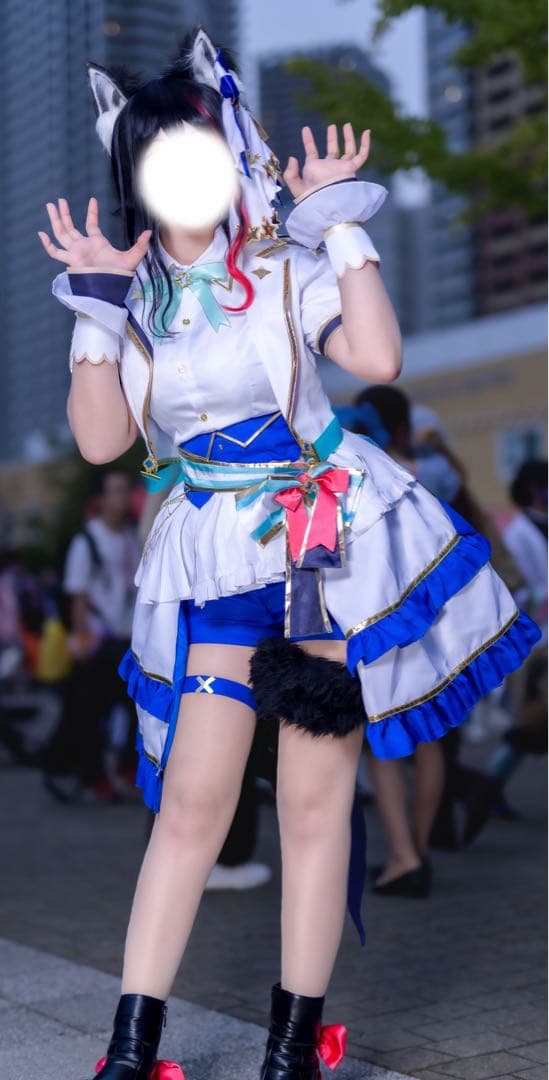 ホロライブ　大神ミオ　コスプレ　ウィッグ　衣装　セット