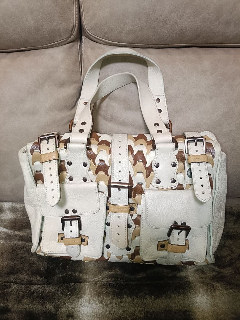 MULBERRY マルベリー ロクサンヌ トライトーンウーブンレザーサッチェル