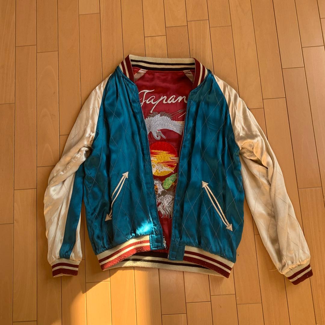 赤/シルバー スカジャン リバーシブルJapan刺繍