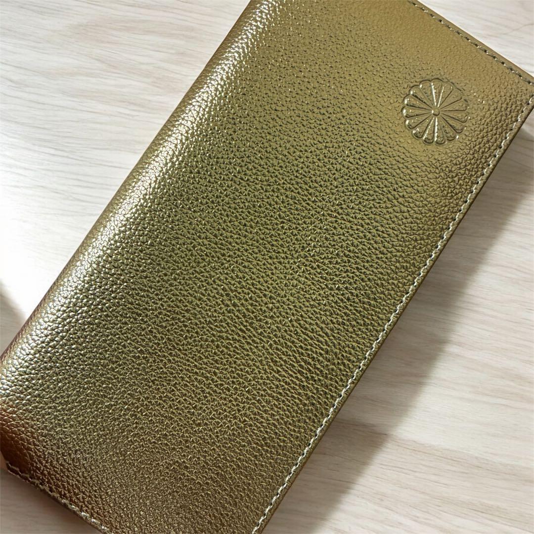 皇居 財布 長財布 ゴールド レザー 本革 皇居 限定 菊の御紋 日本 新品