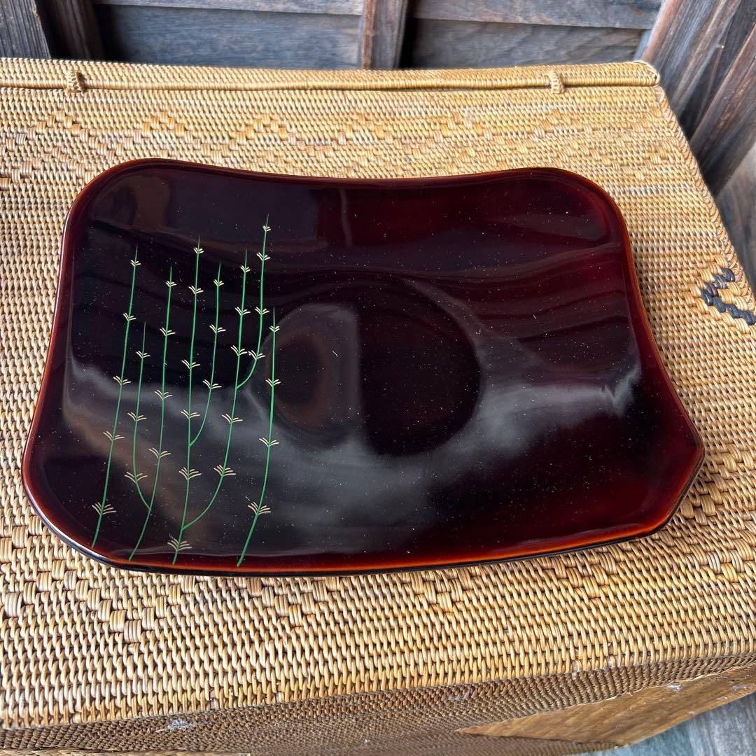 未使用】象彦 四角盆 九代 西村彦兵衛 京の漆芸 漆器 天然木 塗り 落款