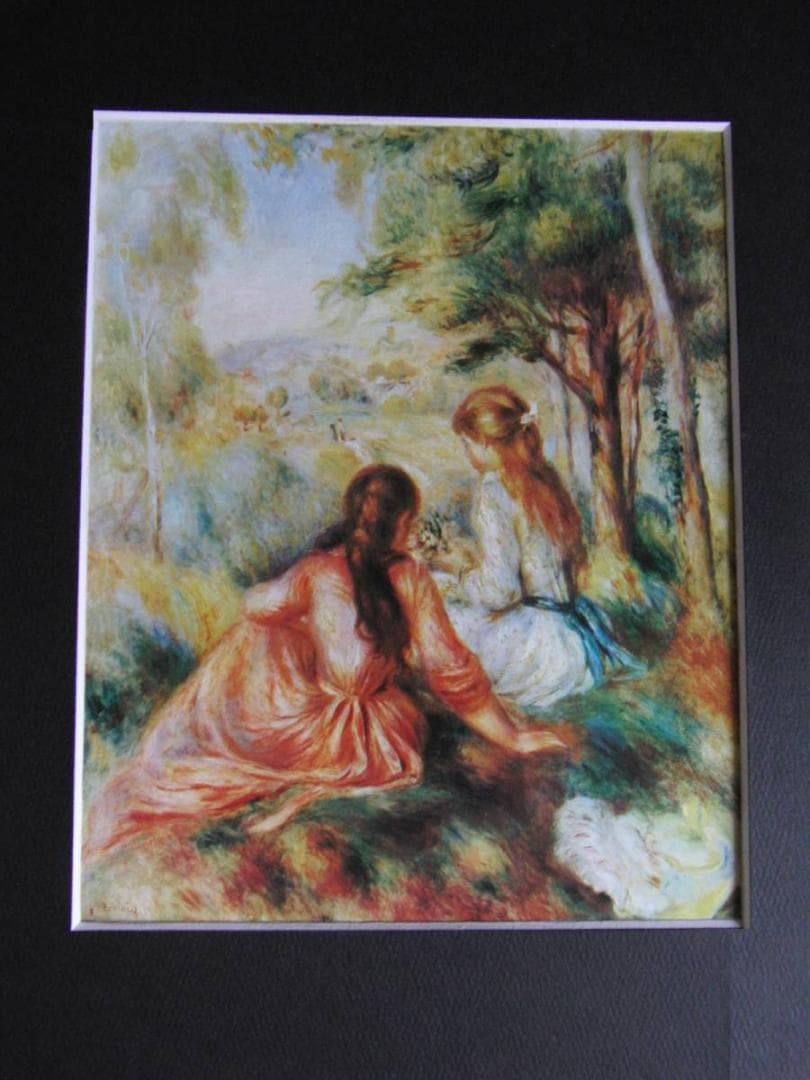 ピエール＝オーギュスト・ルノワール、【草原にて】、希少な額装用画集より