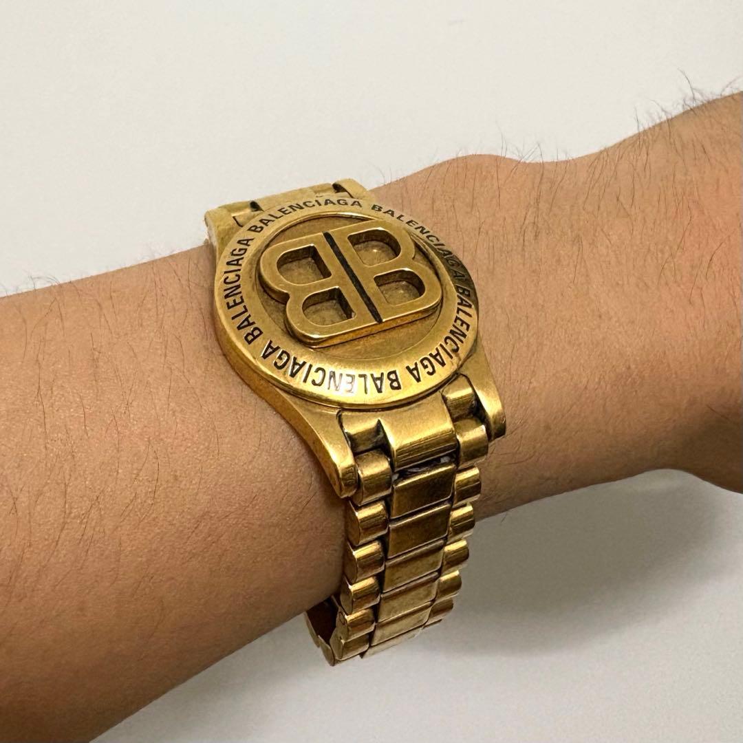 【格安】BALENCIAGA ゴールドブレスレット 時計風