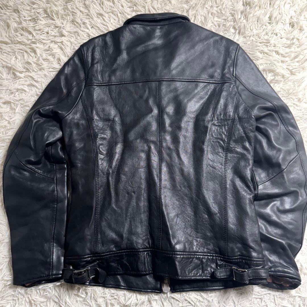 ナノユニバース シングルライダース ラムレザー 黒 赤 キルティング