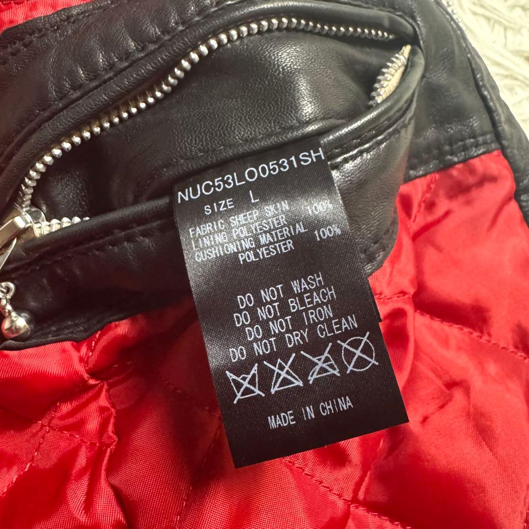 ナノユニバース シングルライダース ラムレザー 黒 赤 キルティング