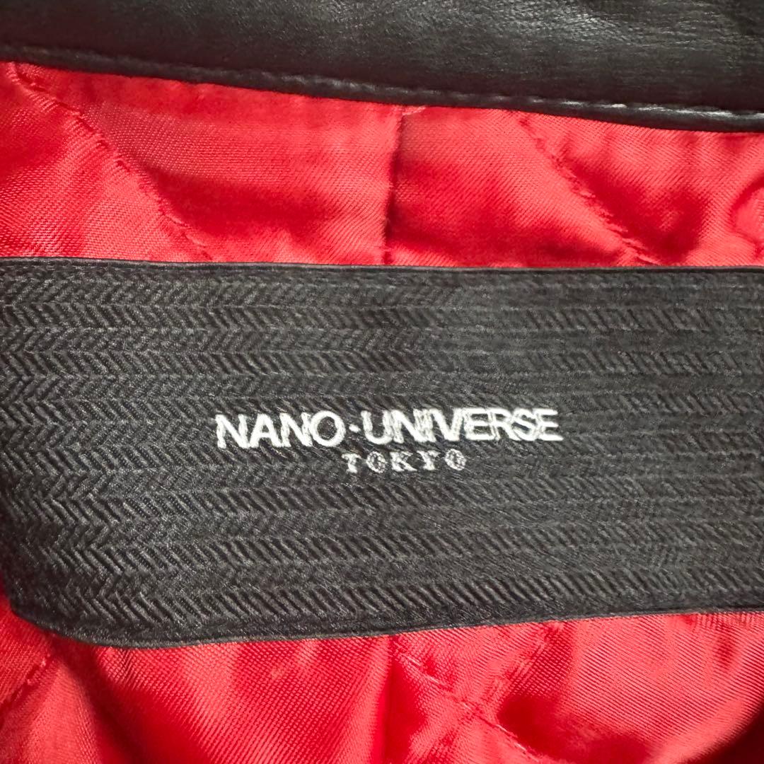 ナノユニバース シングルライダース ラムレザー 黒 赤 キルティング