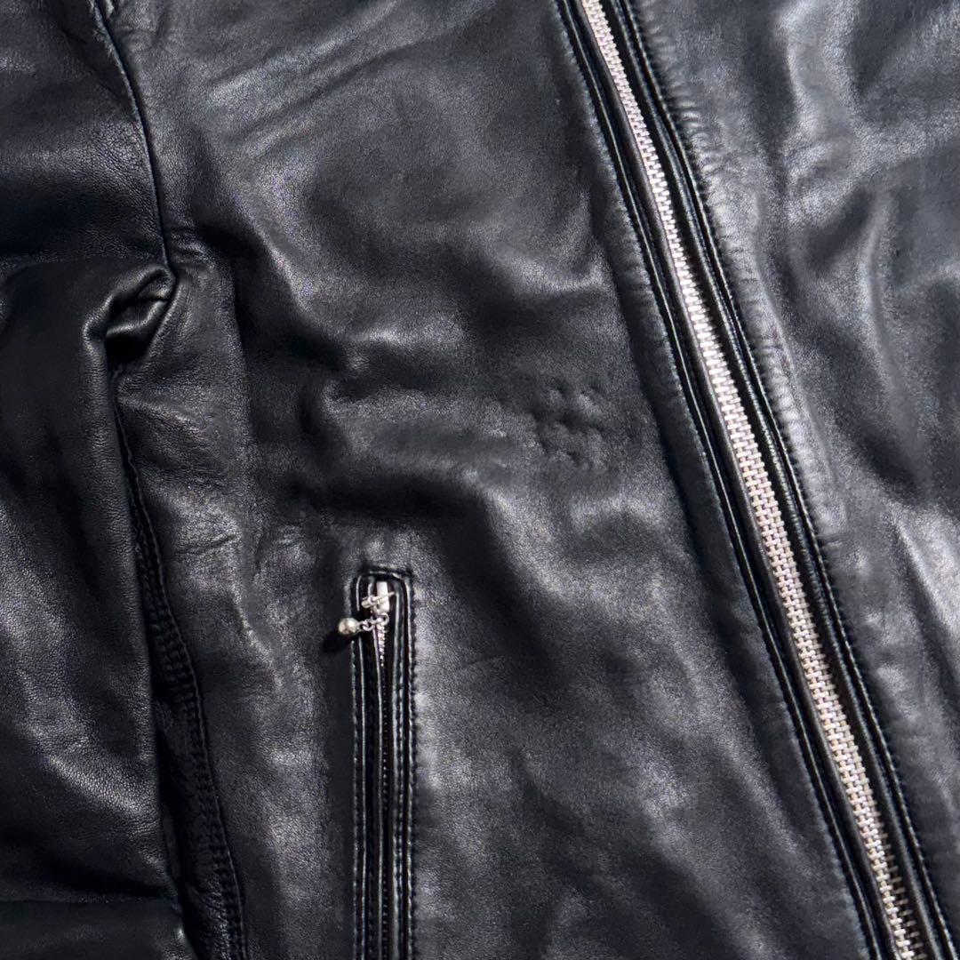 ナノユニバース シングルライダース ラムレザー 黒 赤 キルティング