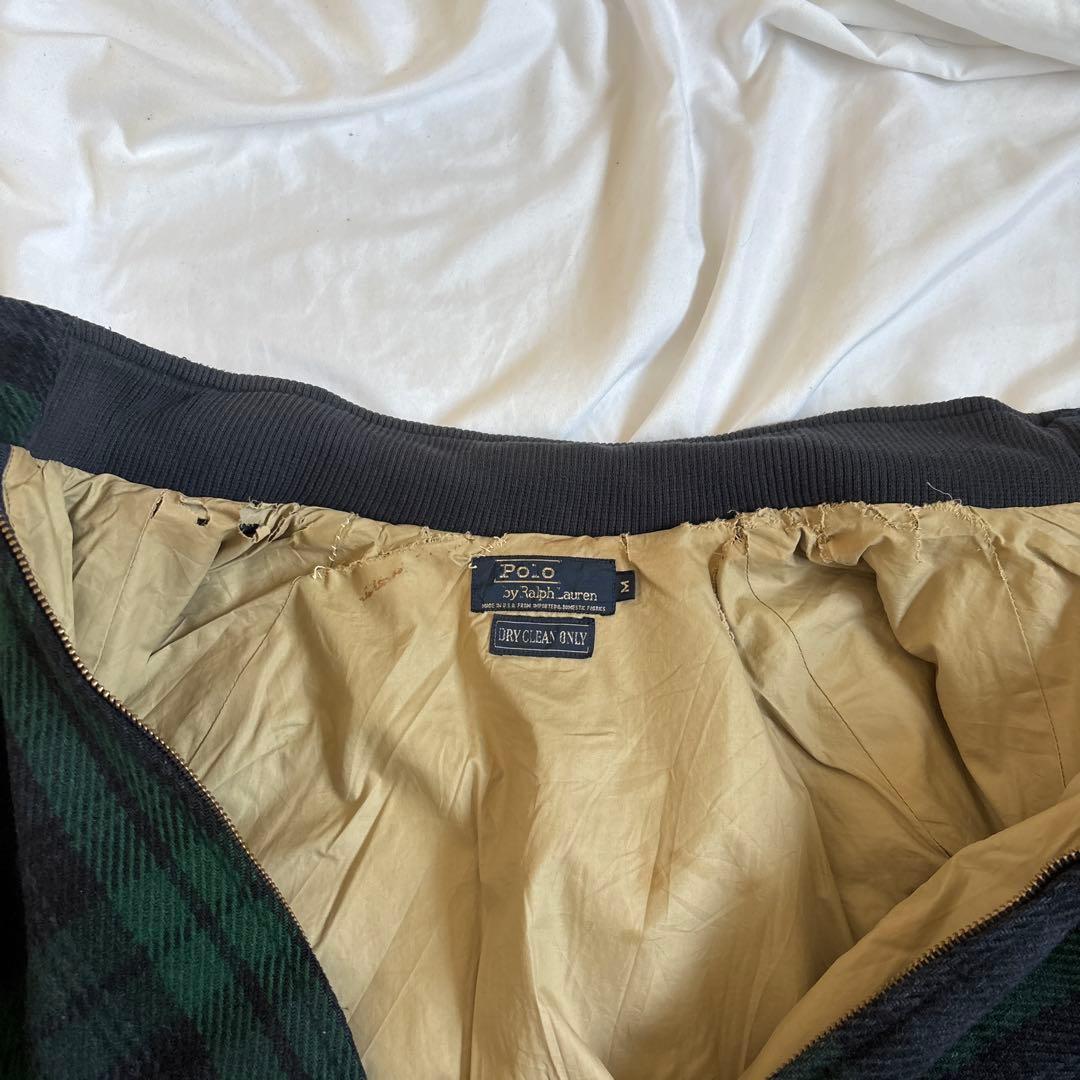 90s ラルフローレン ウール ハリントンジャケット g9 ブラックウォッチ