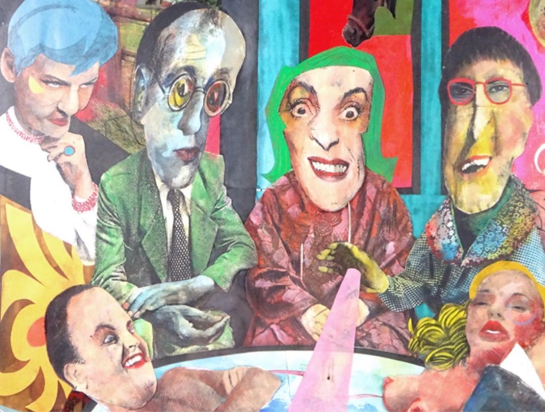 木村タカヒロ】作 紙にコラージュ『HAND POWER』裸婦 直筆サイン 額装