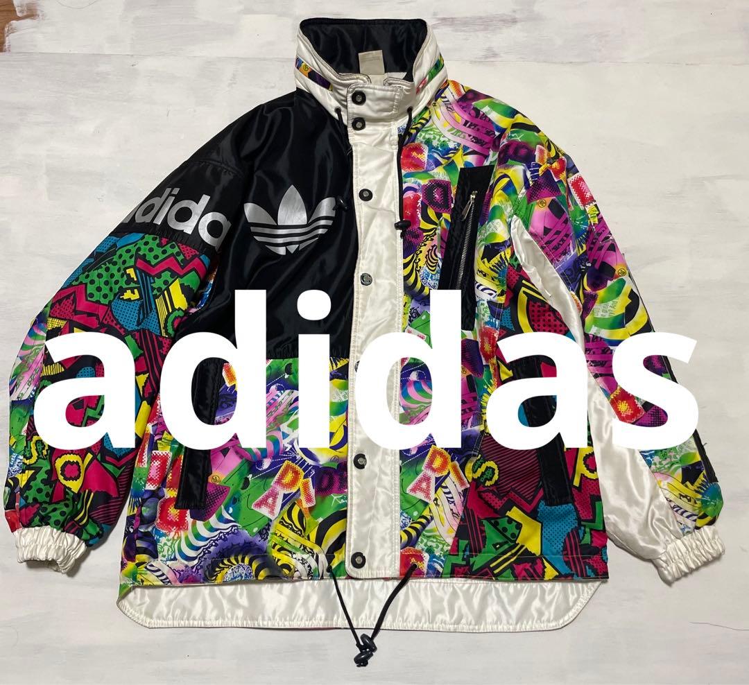 レア　80s adidas トレフォイル　総柄　中綿 スキージャケット　XL