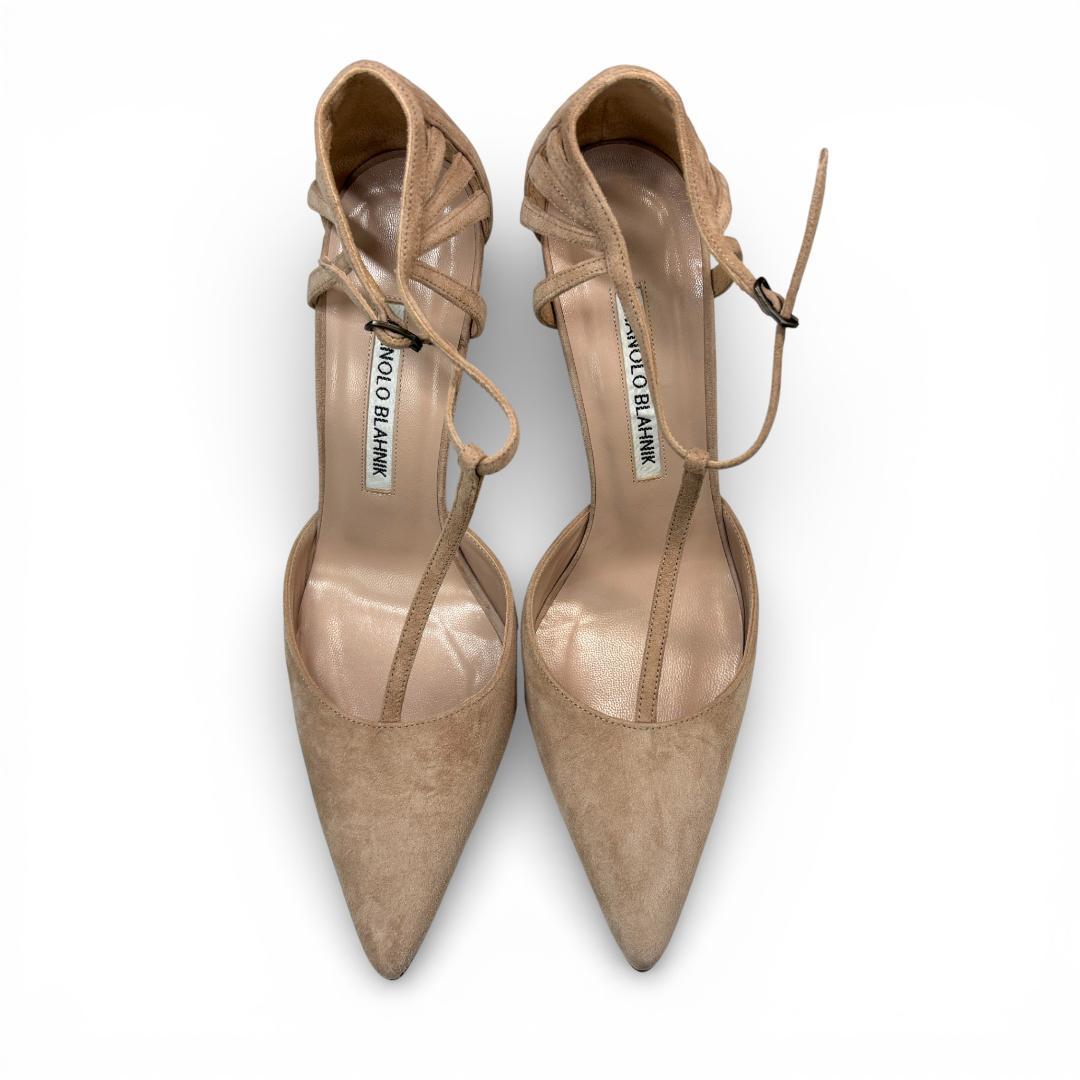 新品級 マノロブラニク ベージュ ストラップパンプス 36.5 23.5cm