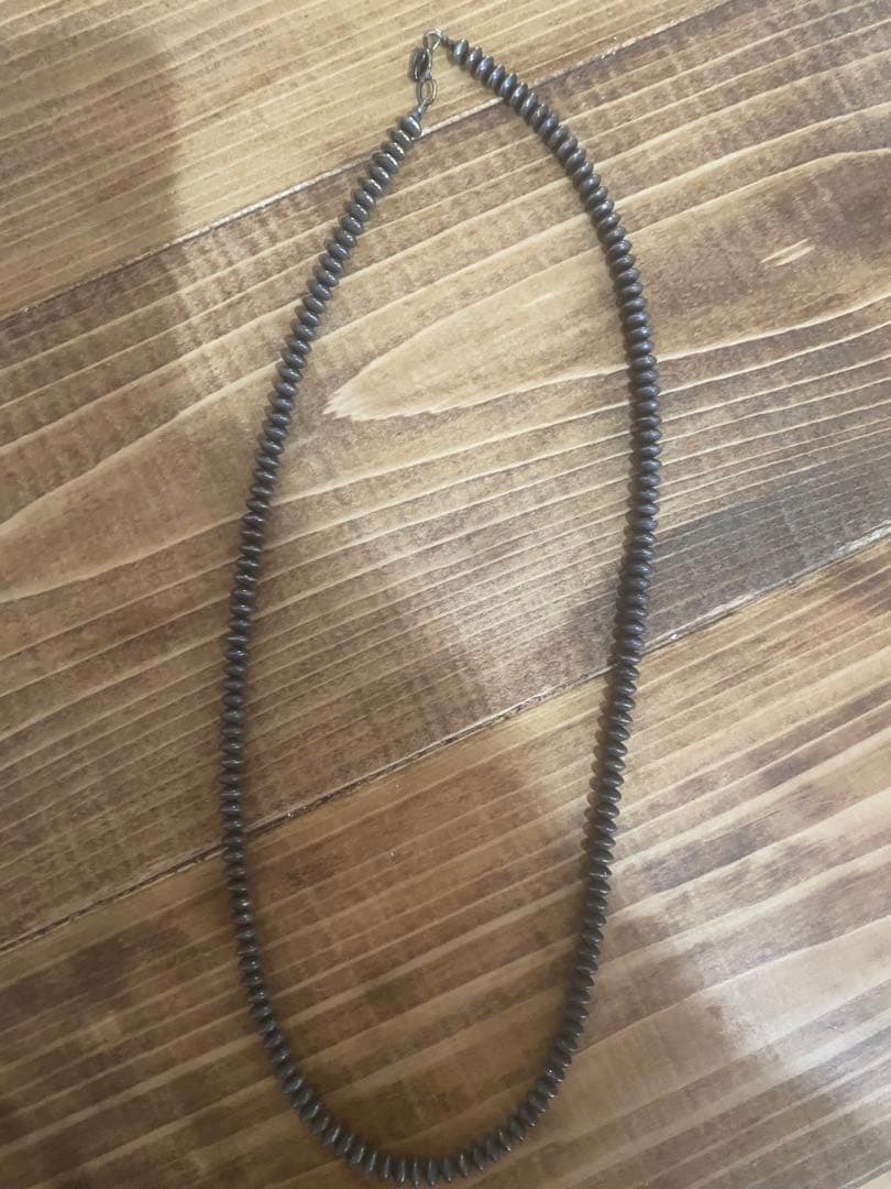 ナバホシルバービーズネックレス　そろばん型　55㎝　最終値下げ