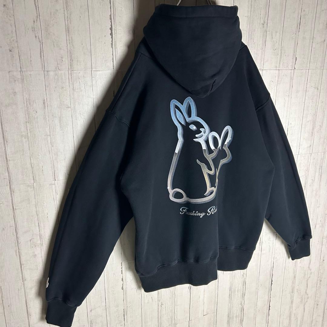 極美品・希少XL】 FR2 ウサギ メタリック 両面ロゴ パーカー 黒 - メルカリ