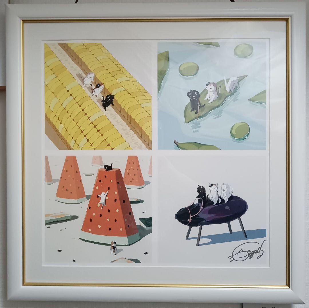 アボガド6 サイン入り複製原画 1点物 猫 アート作品 イラスト ボカロ