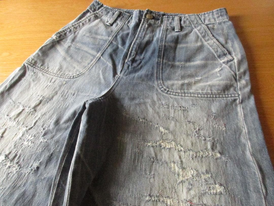 ★美品45R加工ワイドデニムベイカーパンツ2 45Rバックサテンの908ワイドベイカーパンツ（インディゴ）: WOMEN｜45R