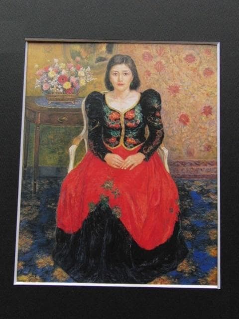 斎藤秀夫、【赤と黒のコスチューム】、希少な大判額装用画集より、美品