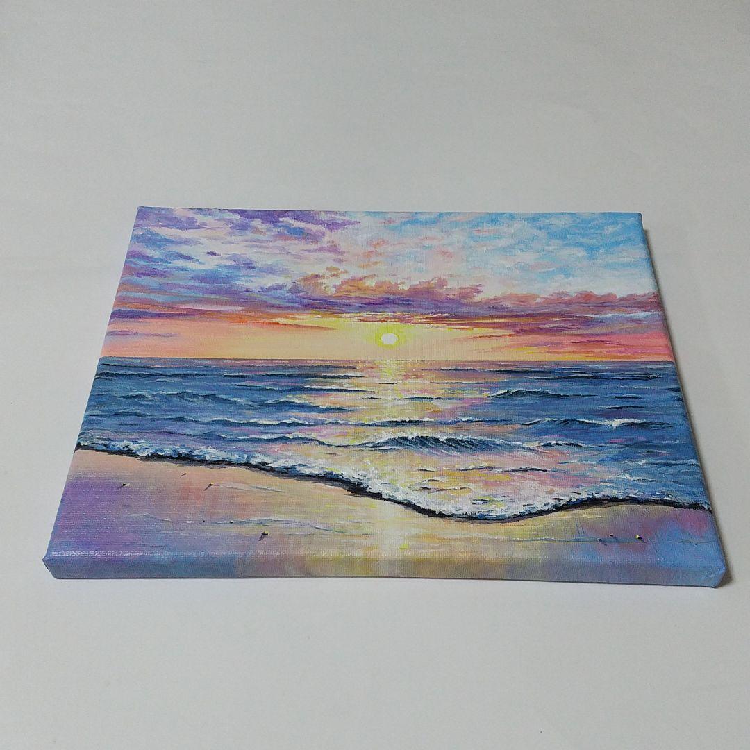 夕映えの海】アクリル画 F3 風景画 絵画 原画 - メルカリ